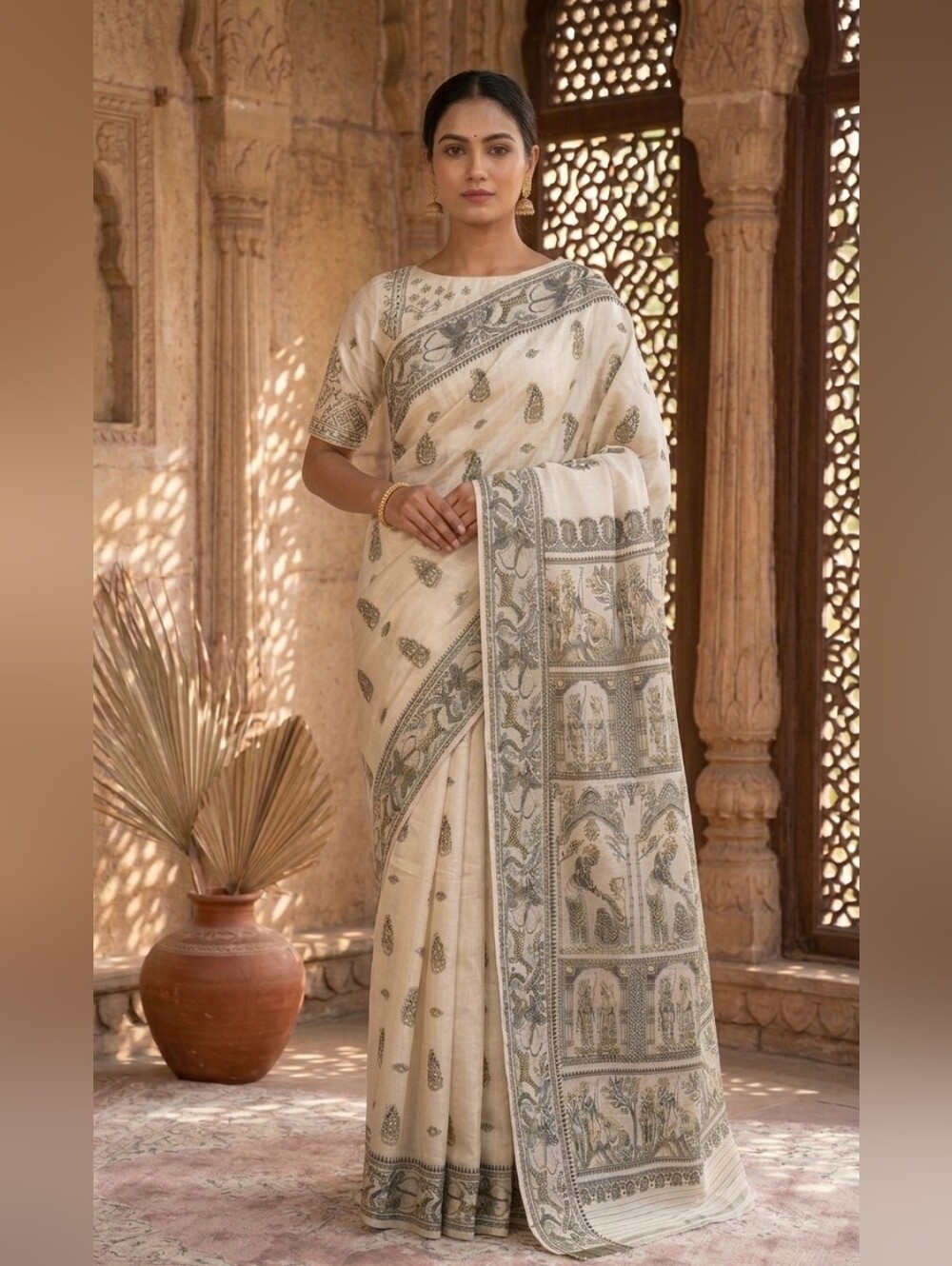 NWOT New Women Pure Silk Baluchari Saree W Bp Handloom Heritage Royal Festive